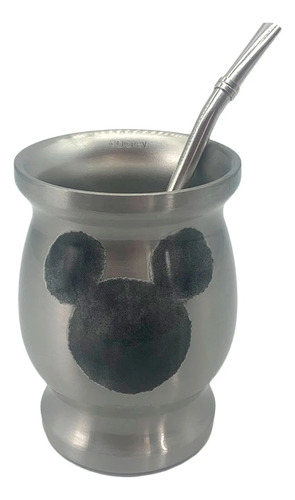 Taza Mate Aluminio Con Bombilla Clasico Mickey Mouse Disney