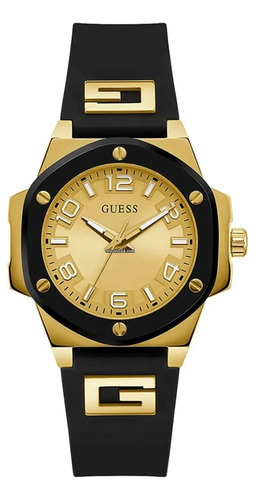 Reloj Guess Gw0555l2 Mujer Analogico Cuarzo Color de la malla Negro Color del bisel Dorado oscuro Color del fondo Dorado