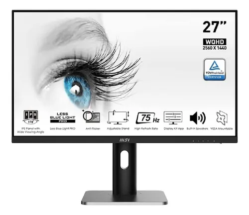 Msi Pro Mp273qp, Monitor De 27 , 2560 X 1440 (qhd) Ips, 75hz