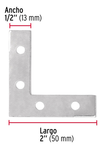 Escuadras Planas Cantoneras 2'x2' Bolsa C/24 Piezas