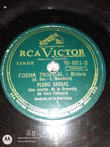 Pasta Pedro Vargas Vieri Fidanzini Rca Vic C130