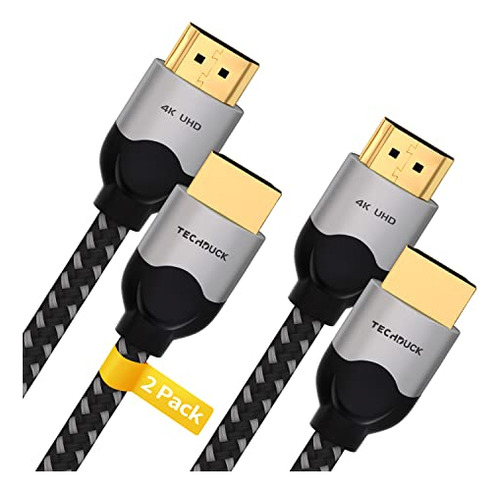 4k Hdmi 2.0 Cable 3ft 2pack, Techduck Premium Braided 4k@60h