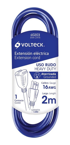 Extensión De Uso Rudo 2 M Calibre 16, Volteck, 40203