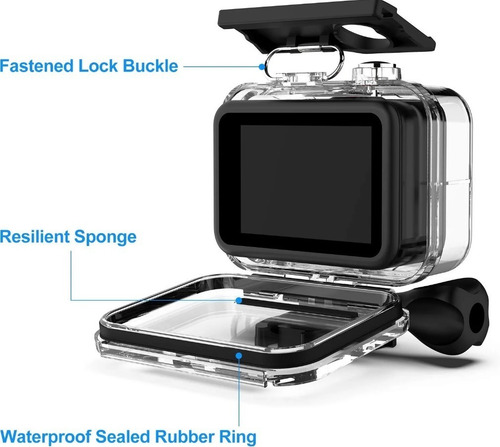 Imagen 6 de 10 de Carcasa Sumergible Para Camara Gopro Hero 11 10 9 Black 60mt