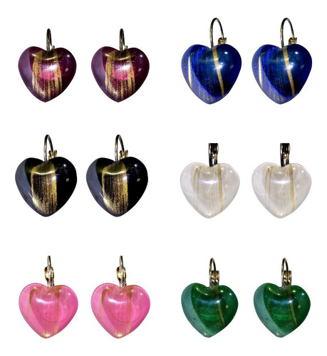 Pack X 12 Aritos Aros En Forma De Corazón Surtidos 