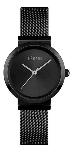 Reloj Feraud Mujer Malla Tejida Todo Negro Vintage F5529 Bk
