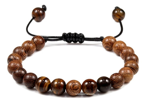 Nueva Pulsera Ojo De Tigre + Madera - Original - Japón