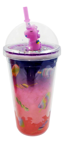 Vaso Termo + Popote Unicornio Antiderrame Hermetico Portatil