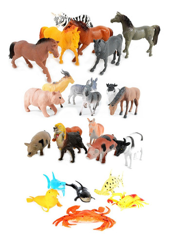 Granja Set De Animales Surtida X 24 Goma Grande Calidad St