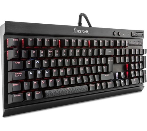 Teclado gamer Corsair Lux K70 QWERTY Cherry MX Red español España color negro con luz roja