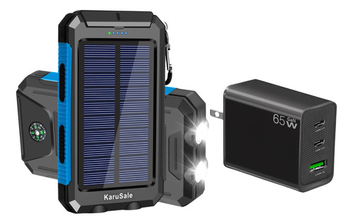 Banco Energia Solar Cargador Portatil 50000mah Bateria Azul