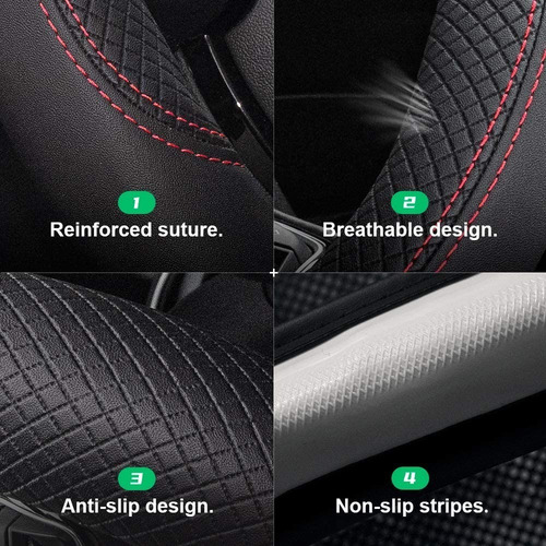 Imagen 9 de 10 de Funda Para Volante De Cuero Antideslizante Sin Olor Negro