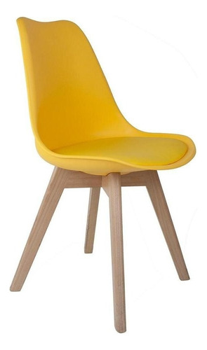 Cadeira de jantar Empório Tiffany Saarinen base wood, estrutura de cor  amarelo, 1 unidade