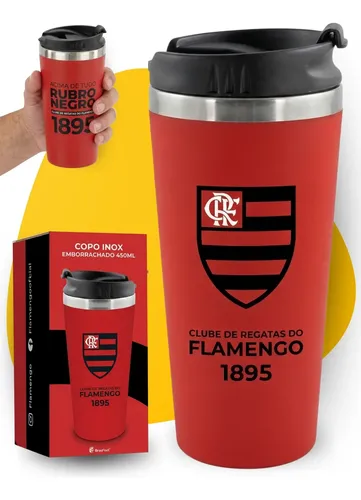 Copo Termico Emborrachado Inox Com Tampa 450 Ml Futebol