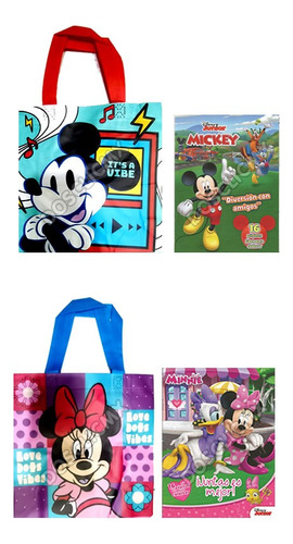 12 Bolsas Dulceros + 12 Libros Colorear Mimi Mickey Escoger