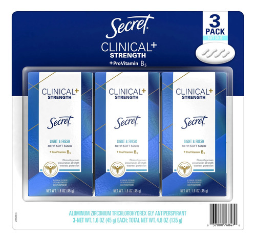 Desodorante Secret Clinical, Ligero Y Fresco, 45 G, Paquete
