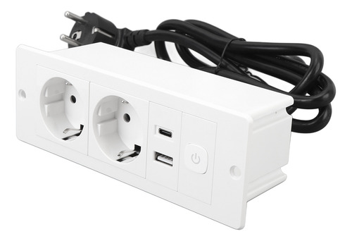 Tira De Alimentación Empotrada 3 En 1, Toma Usb Tipo C