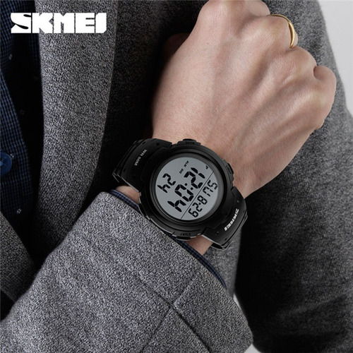 Reloj Hombre Skmei 1068 Cronómetro Alarma Luz Sumergible Números Grandes
