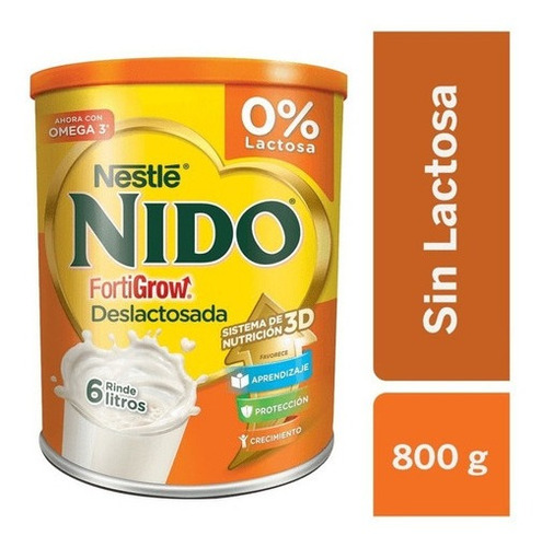 Nido Deslactosada FortiGrow deslactosada Leche En Polvo Lata 1 X 800g