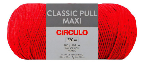 Novelo Lã Crochê E Tricô Classic Pull Maxi C/220m Círculo Cor 3955 - Cereja