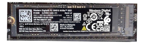 Unidad De Estado Solido Ssd Western Digital Sn810 512gb Nvme