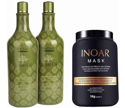 Kit Inoar Argan Oil Hidratação 2x1 Litro + Inoar Mask 1kg