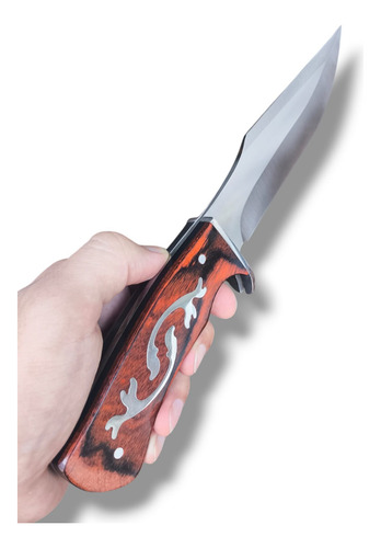 Cuchillo Bushcraft Full Tang Deportivo Madera Goldfinch 32cm Marrón