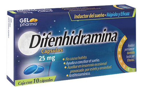 Difenhidramina Caja Con 10 Capsulas De 25 Mg Cada Una