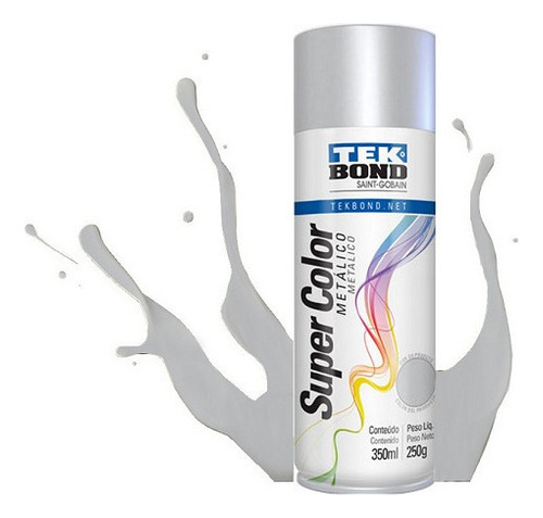 Tinta Spray Super Color Metálico Prata 350ml Tekbond