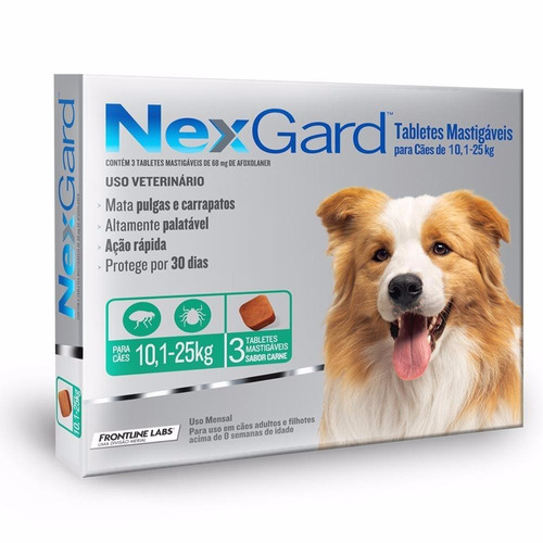 Nexgard Tablets Mastigaveis 10,1 A 25kg 3 Comprimidos