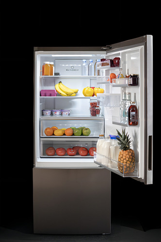 Refrigerador Bottom Freezer 423.5l Inox Haier Hbm425em Color Plateado