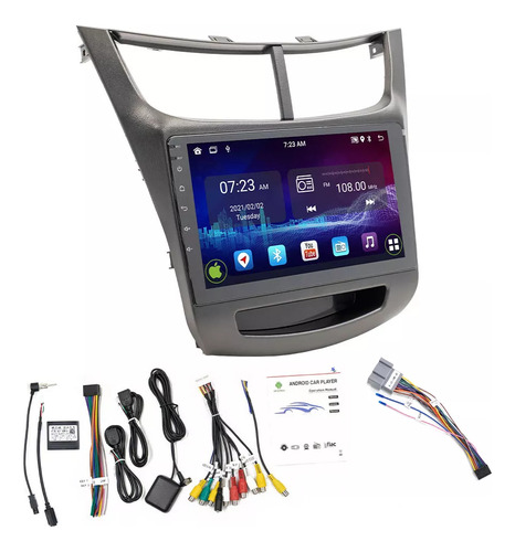 Gearelec Auto Estéreo Pantalla Carplay Android Auto 2+32g Carplay 9 Pulgadas Wifi Gps Fm Para Chevrolet Aveo 2015-2018 Con Cámara Arnés Rca Usb Admite Subwoofer Y Amplificador
