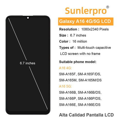 Para Samsung A16 5g/4g A166 A165 Pantalla Lcd +herramient