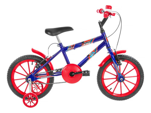 Bicicleta  infantil Ultra Bikes Bike Ultra Kids aro 16 1v freios v-brake cor azul/vermelho com rodas de treinamento