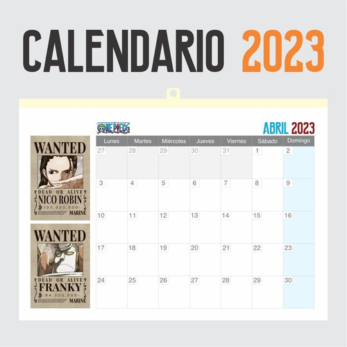 Imagen 5 de 6 de Calendario 2023 Anime Wanted One Piece - Animeras