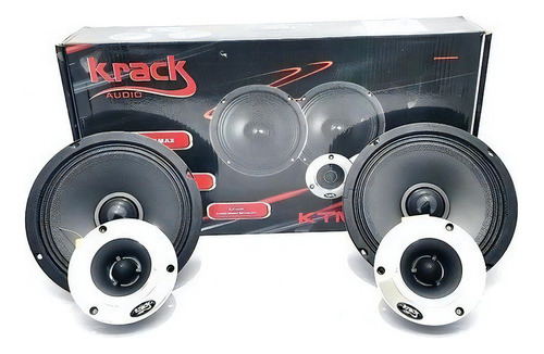 Krack  Set De Medios 6.5 Pul 300w 4 Ohm Tweeter Bala Ktm-6520 Color Negro