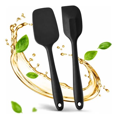 Kit 2 Espatula Silicone Utensílio Pão Duro Cozinha Multiuso Preto