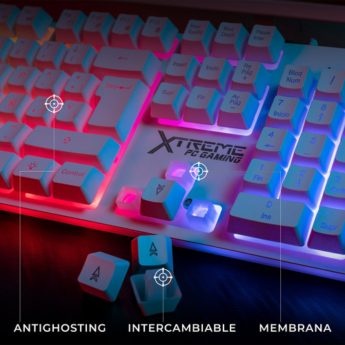 Kit Gamer 2 En 1 Xtreme Pc Battle Chief Teclado Mouse Blanco