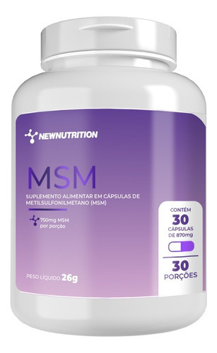 Msm 30 Cápsulas - Exerce Função Na Síntese De Colágeno! Sabor Natural