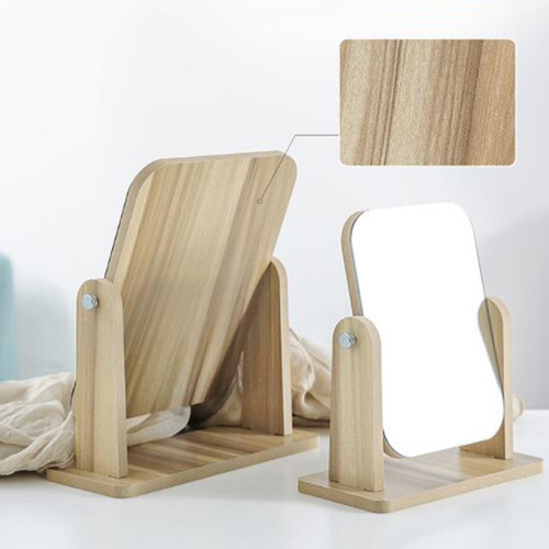 Espejo De Madera De Sobremesa Espejo De Madera Giratorio Con