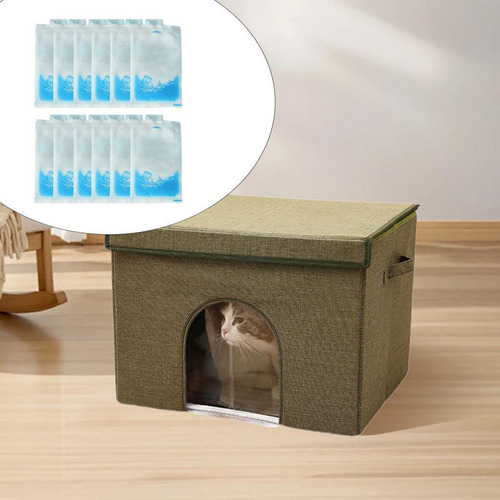 Casa De Gato De Enfriamiento De Verano Con 12 Bolsas De