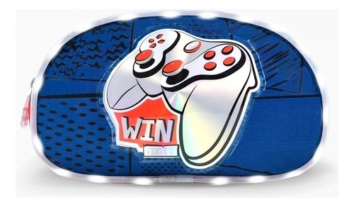 Cartuchera Footy Stream On 2 Cierres Luz Led Color Azul