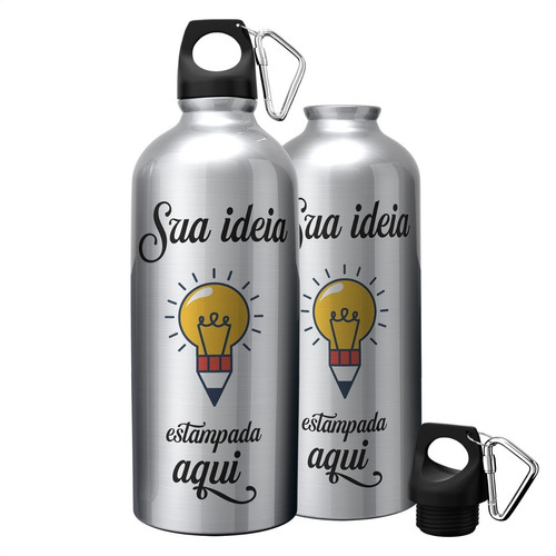 Garrafa Squeeze Personalizada Com Logo Foto Nome 600ml