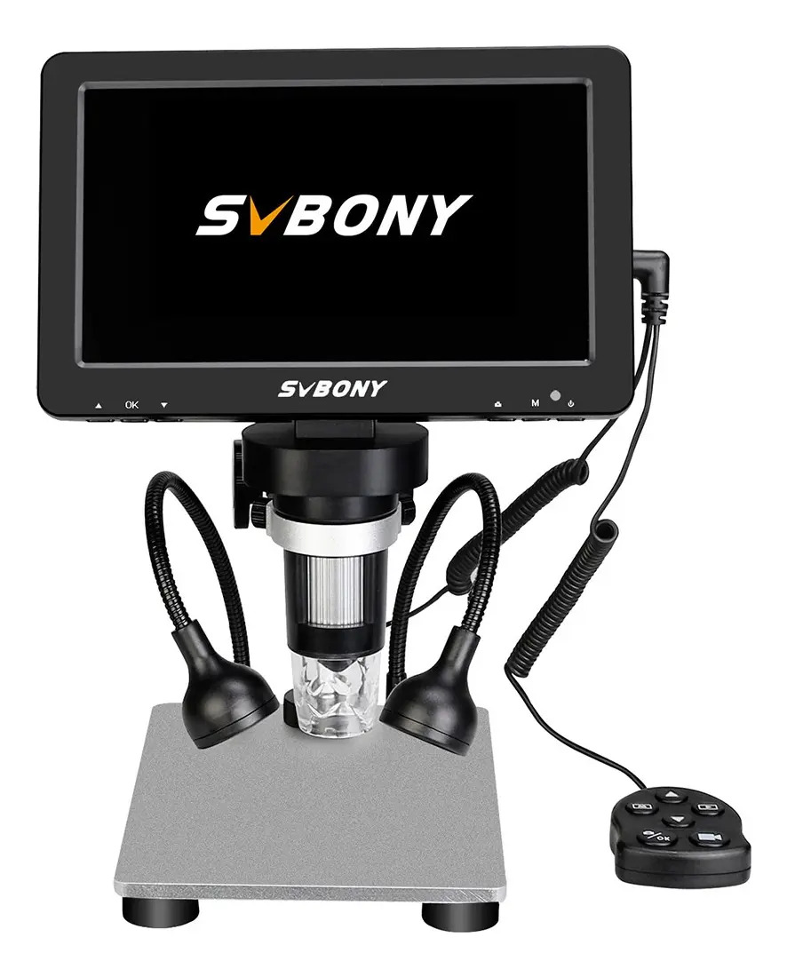 Microscopio Digital Electrónico Profesional 1x-1200x Hd 7in Pantalla microscopia Microscope para Laboratorios Escolares, Reparación de Placas de Circuito, Joyería, Soldadura Svbony