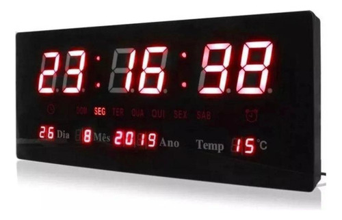 Relógio Digital Com Exibição De Temperatura E Hora P/ Parede