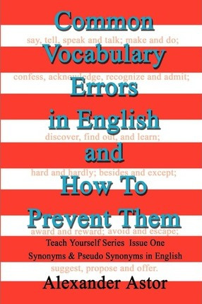 Libro Common Vocabulary Errors In English And How To Prev...