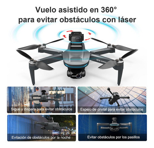 SJRC L200PRO HD MAX Mini Dron Con Cámara 8k Profesional Sin Escobillas 2 Baterías Negro 2.4 GHz