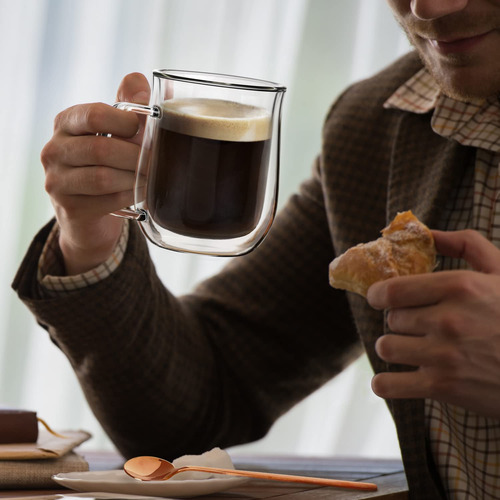 Comfome Tazas De Café De Doble Pared De 12 Oz, Con 4 Cuch...
