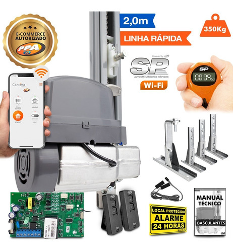 Kit Motor Portão Ppa Bv Potenza Sp 1/3 2m Wifi 4 Sup 350kg