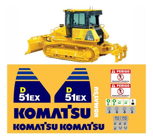 Kit Adesivos Komatsu Trator De Esteira D51ex D51 Ex Mk Cor Padrão